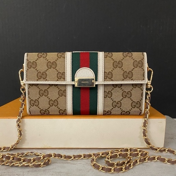 GUCCI GG Sherry Line Canvas Leather Wallet to Crossbody Bag 💼 - Picture 3 of 15